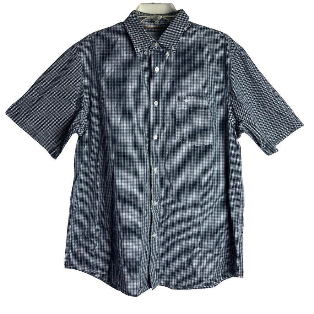 Dockers Gingham Button Down Short Sleeve Shirt Large